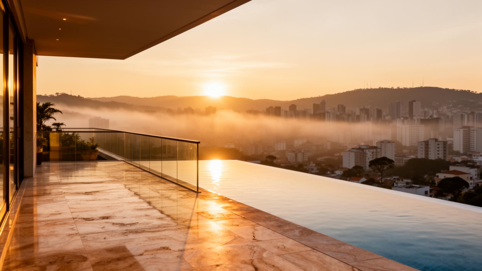 Cobertura de alto padrão em Belo Horizonte ao entardecer